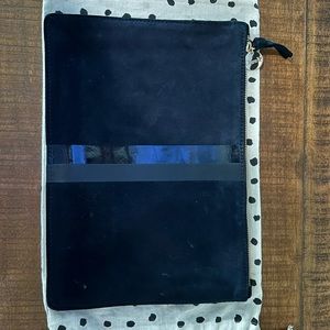 Clare V navy blue flat pouch